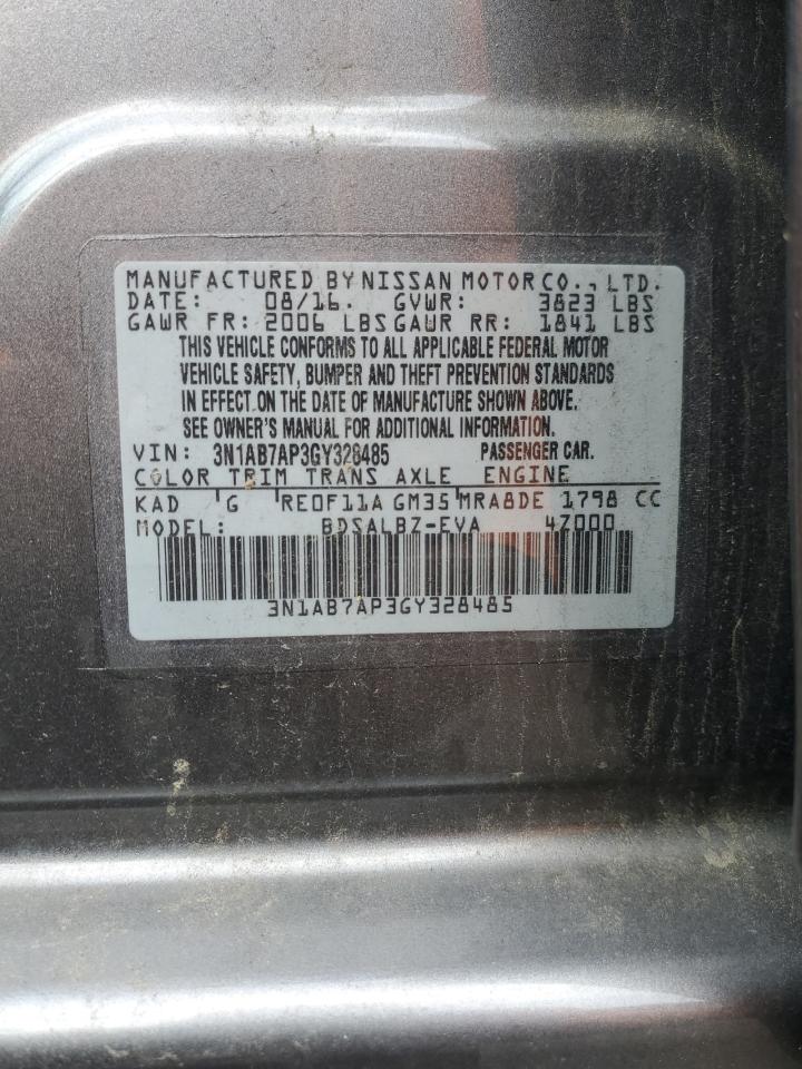 2016 Nissan Sentra S VIN: 3N1AB7AP3GY328485 Lot: 65401555