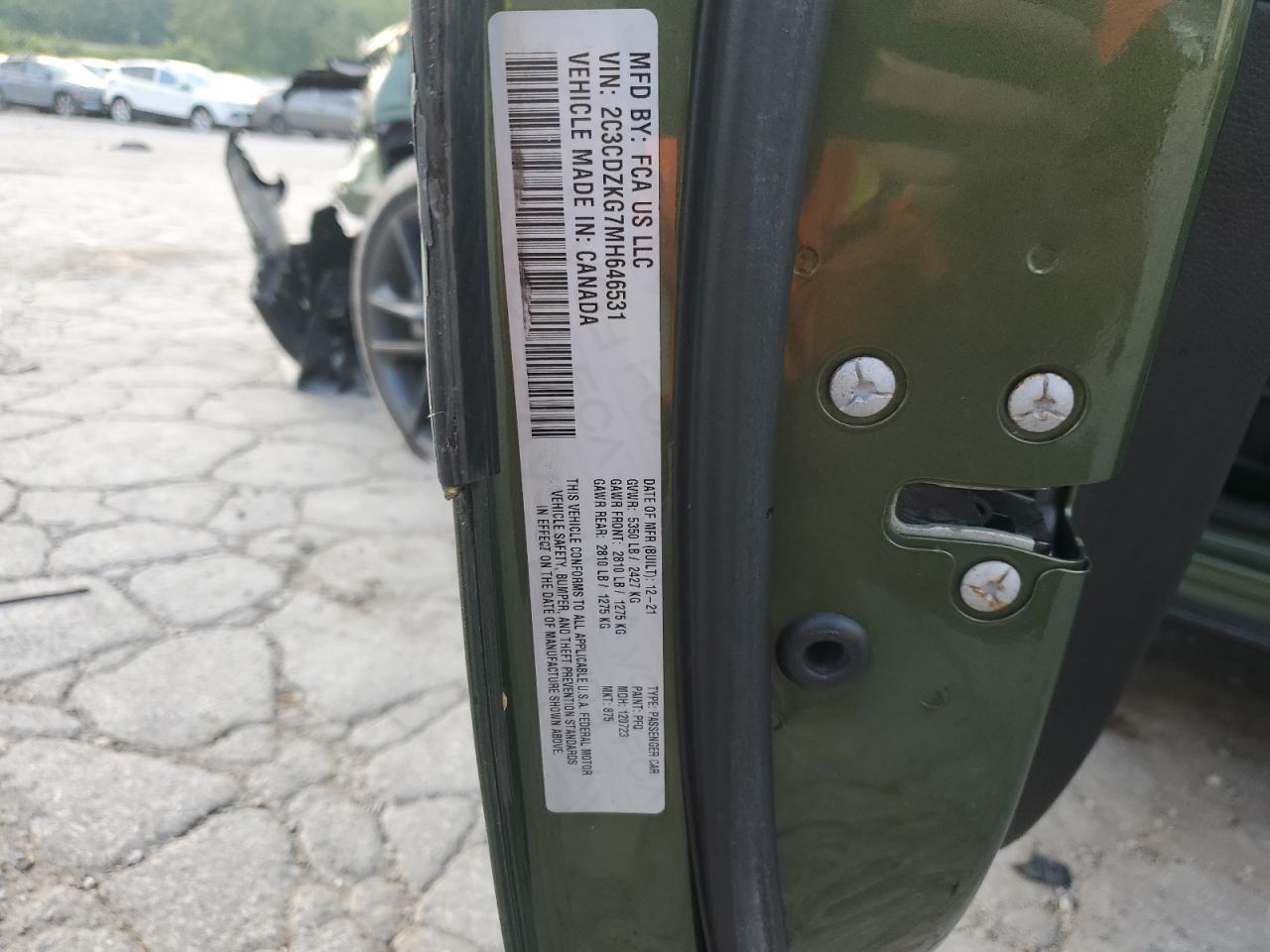 2021 Dodge Challenger Gt VIN: 2C3CDZKG7MH646531 Lot: 66285115