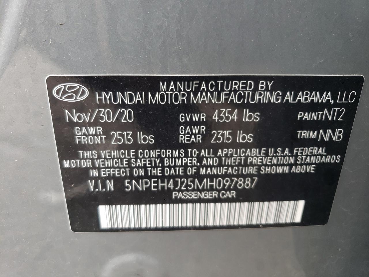 2021 Hyundai Sonata Limited VIN: 5NPEH4J25MH097887 Lot: 63273345