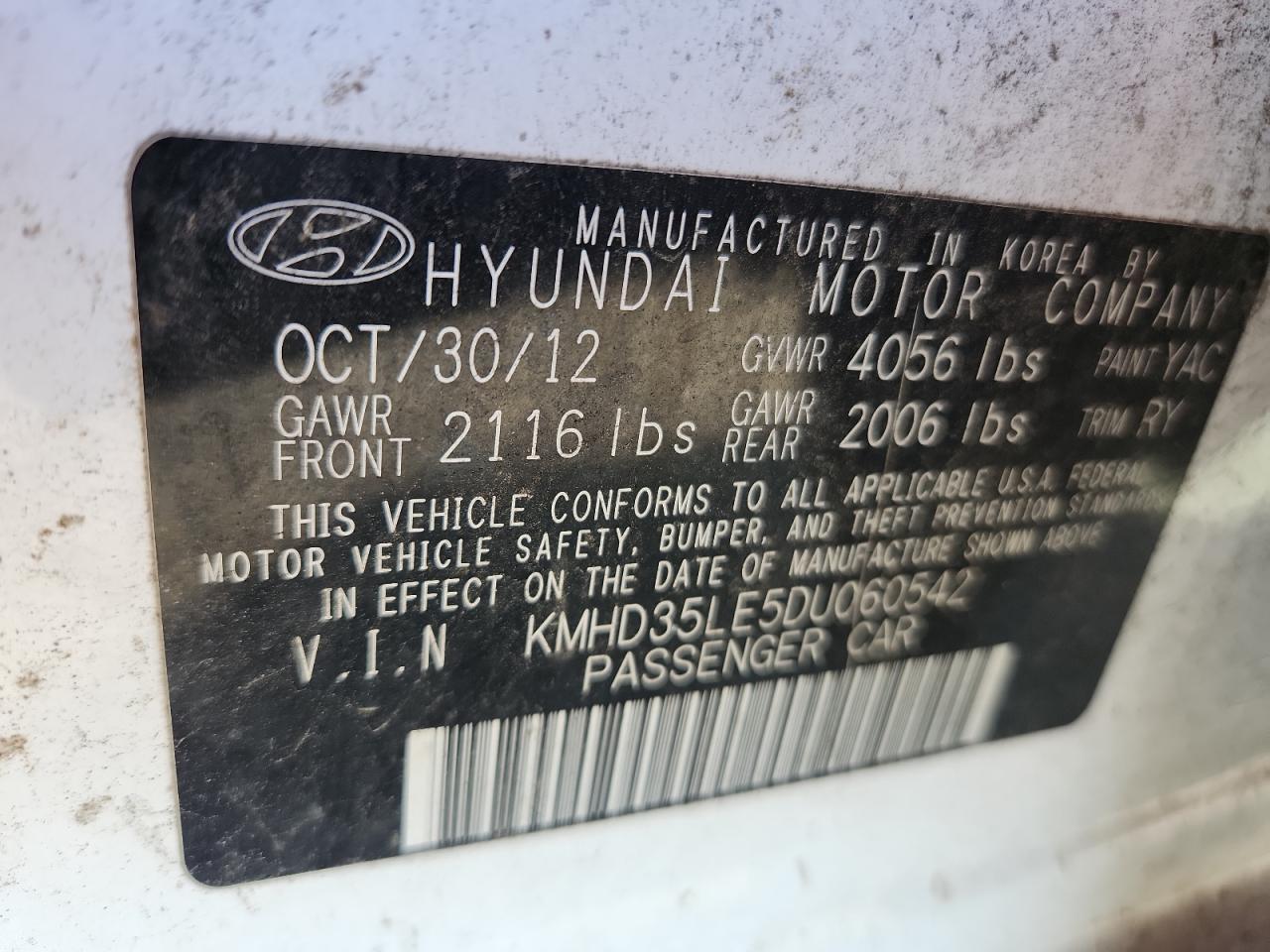 2013 Hyundai Elantra Gt VIN: KMHD35LE5DU060542 Lot: 66137095