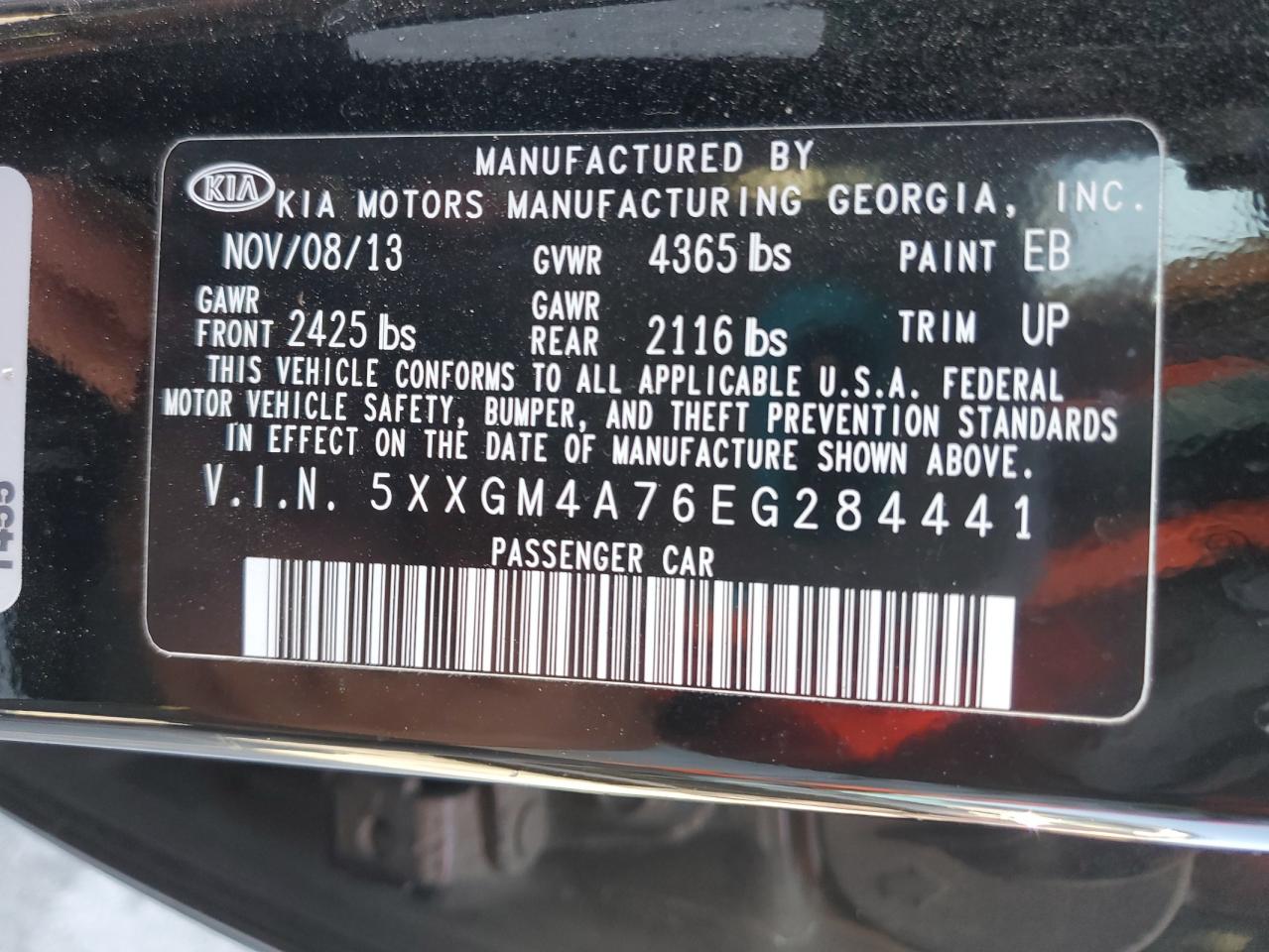 2014 Kia Optima Lx VIN: 5XXGM4A76EG284441 Lot: 64578155