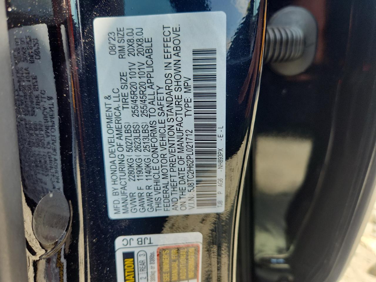 2023 Acura Rdx A-Spec VIN: 5J8TC2H62PL021712 Lot: 66611755