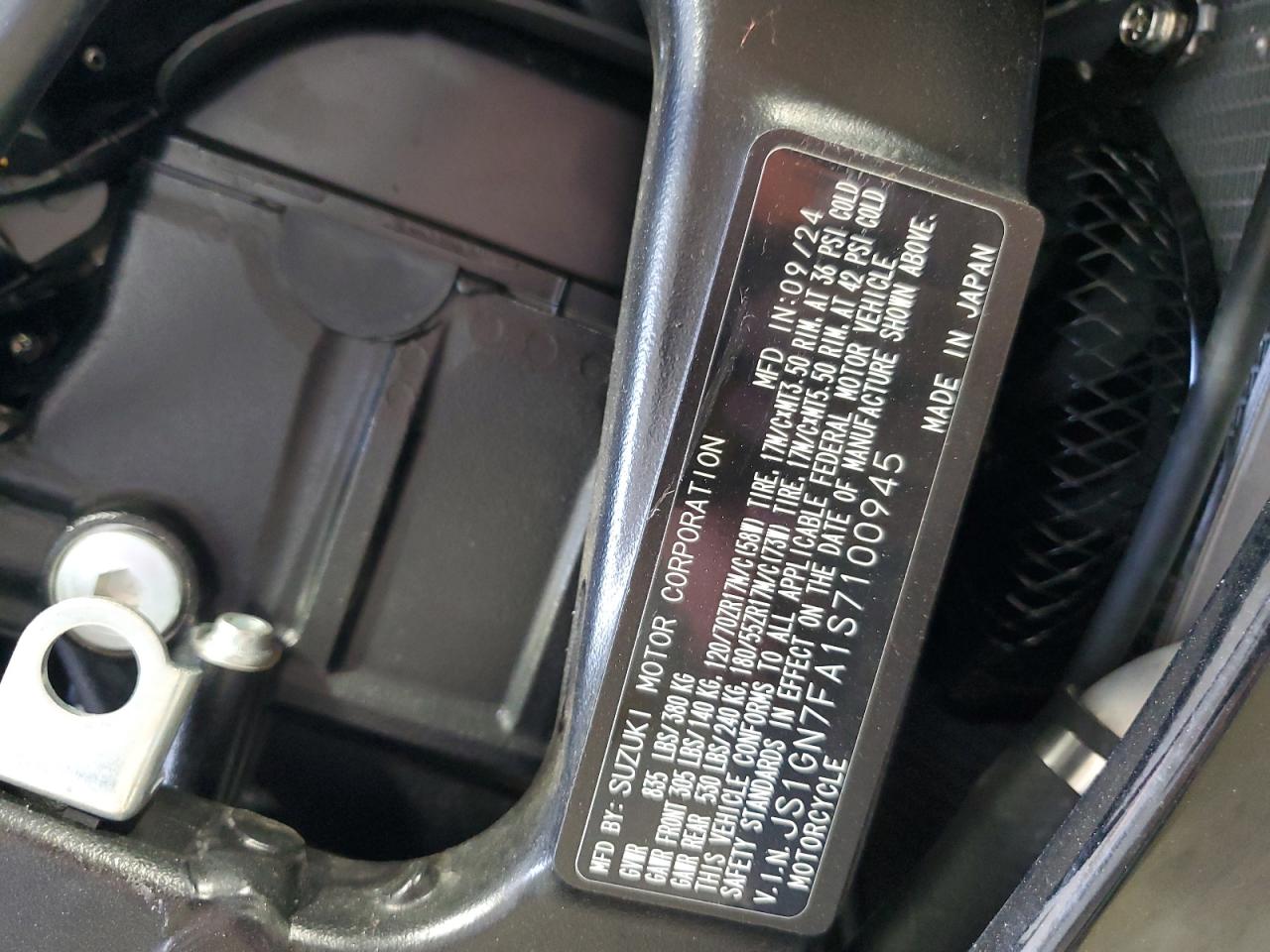 js1gn7fa1s7100945 JS1GN7FA1S7100945 2025 Suzuki Gsx-R600