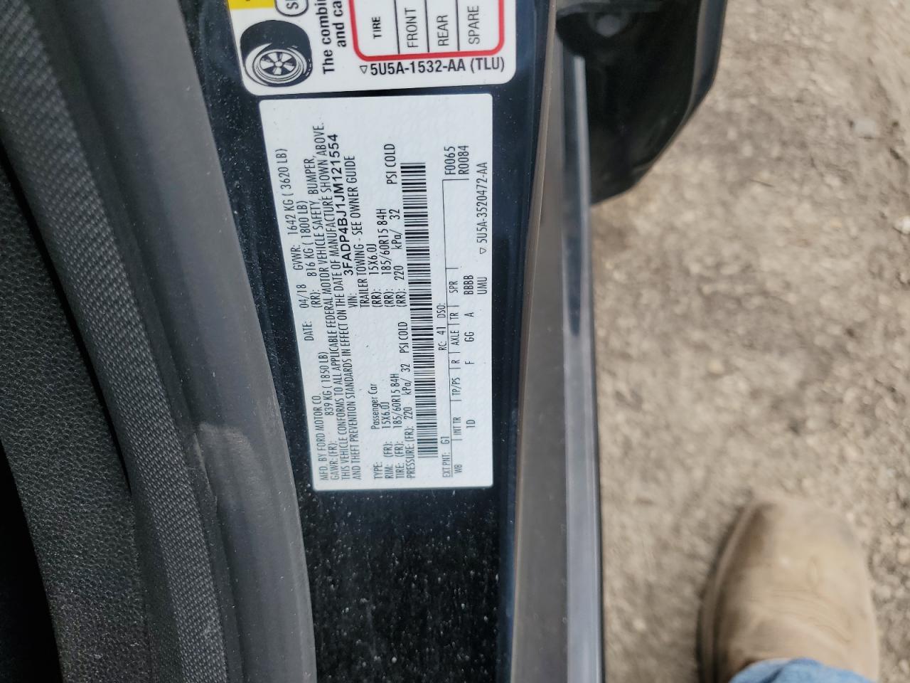 3FADP4BJ1JM121554 2018 Ford Fiesta Se