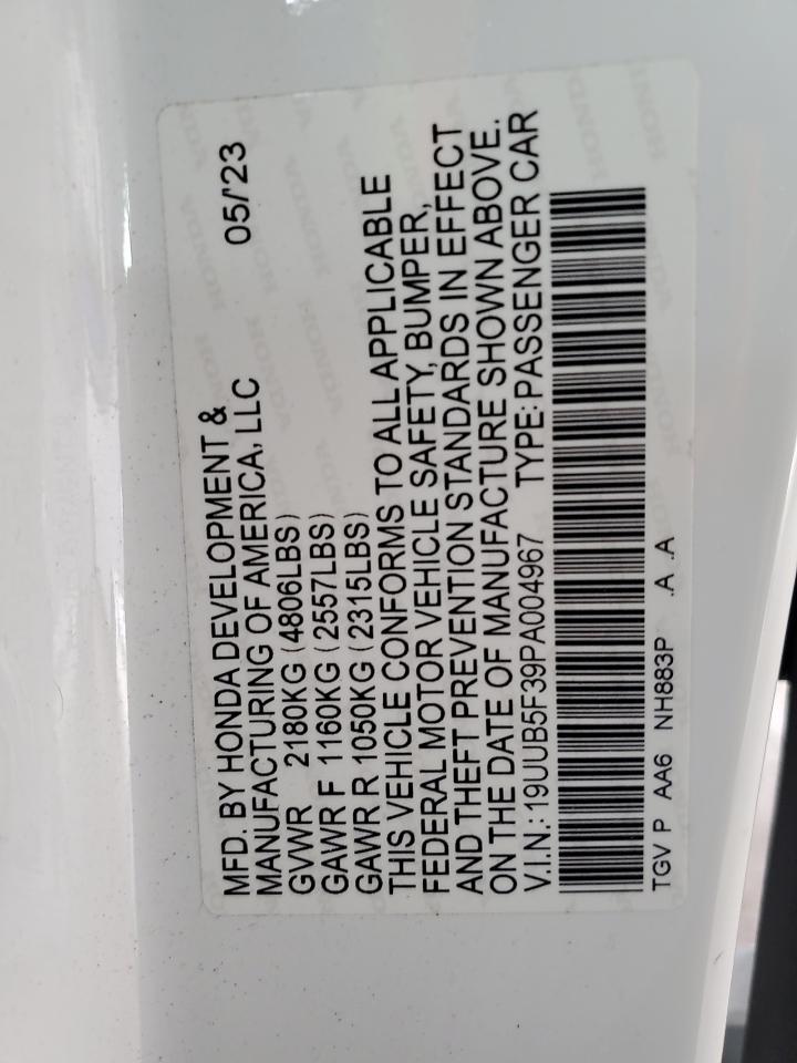 2023 Acura Tlx VIN: 19UUB5F39PA004967 Lot: 63115865