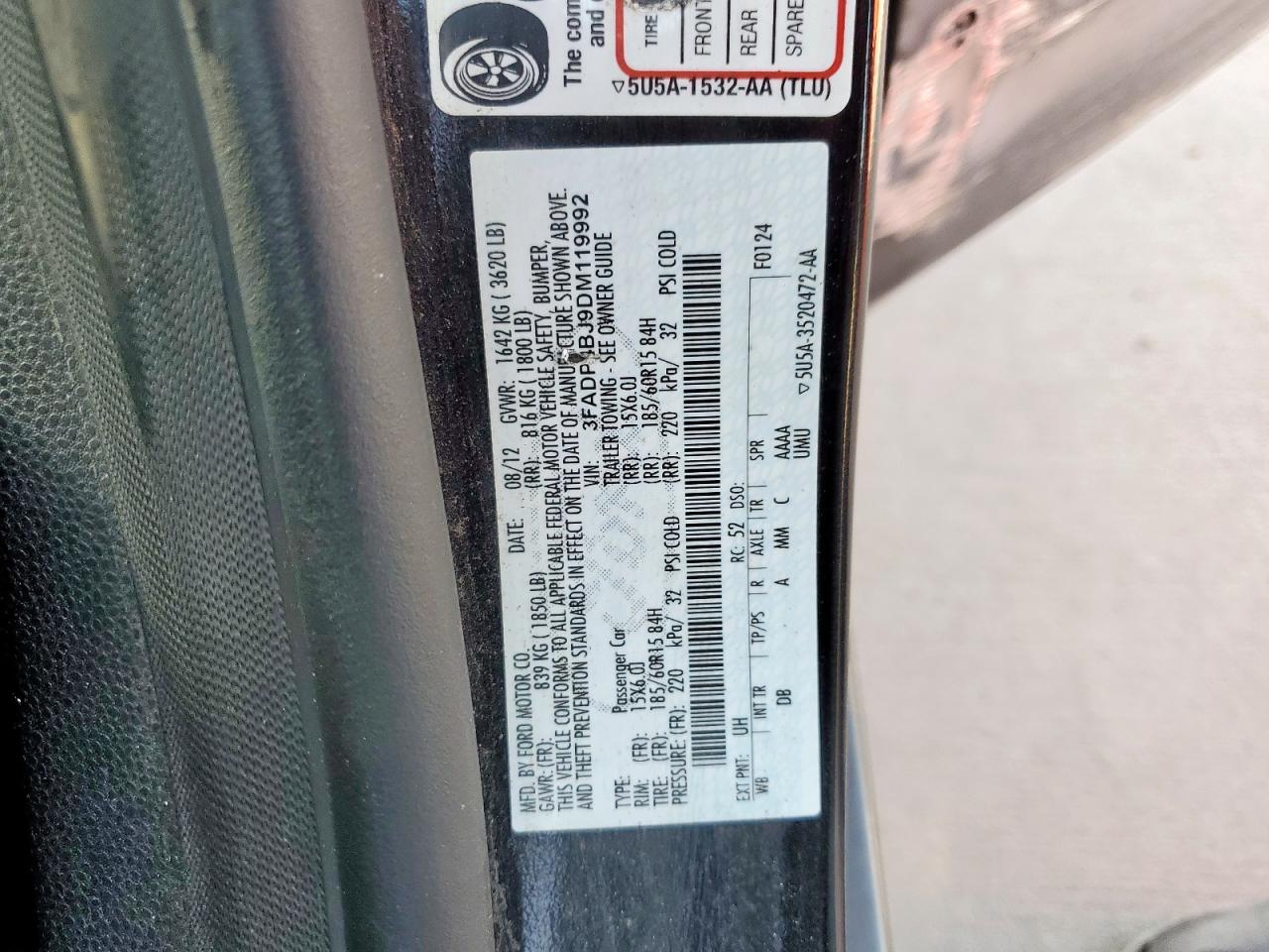 3FADP4BJ9DM119992 2013 Ford Fiesta Se