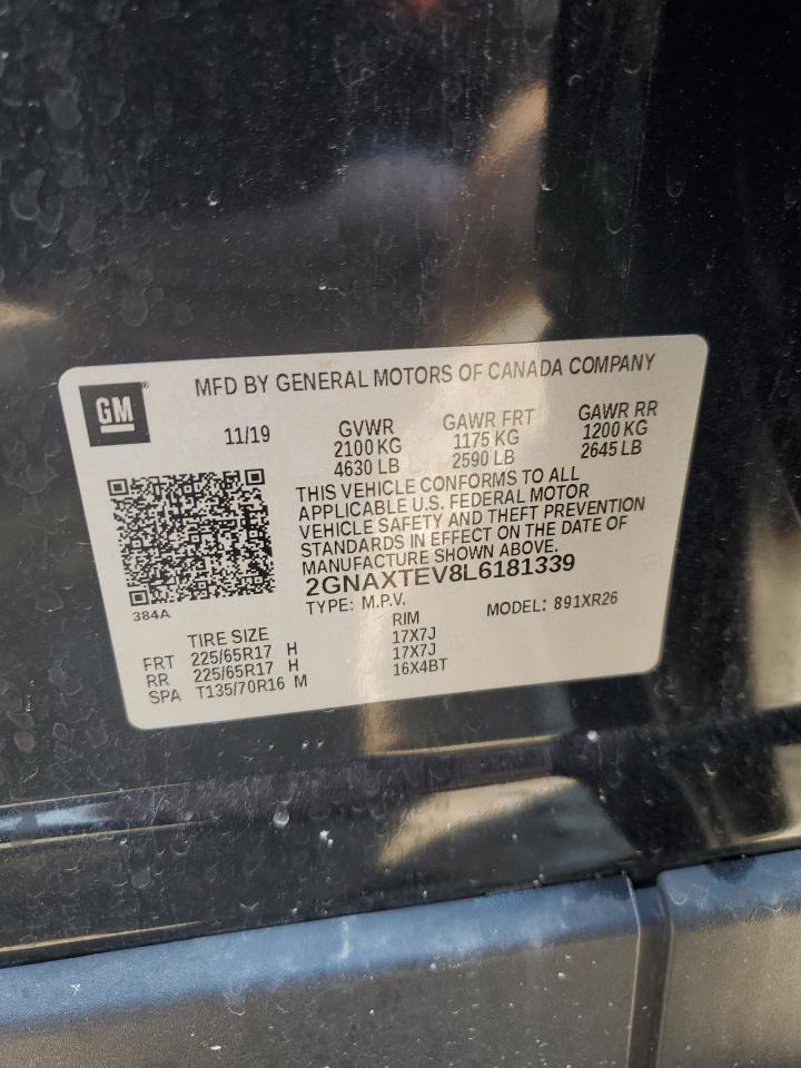 2020 Chevrolet Equinox Lt VIN: 2GNAXTEV8L6181339 Lot: 66126345