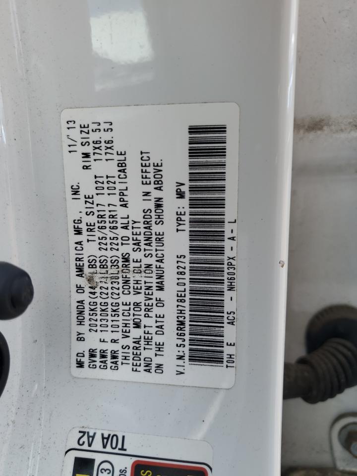 2014 Honda Cr-V Exl VIN: 5J6RM3H78EL018275 Lot: 62501975