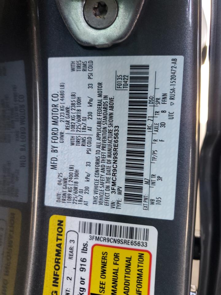 2025 Ford Bronco Sport Outer Banks VIN: 3FMCR9CN9SRE65633 Lot: 64436915