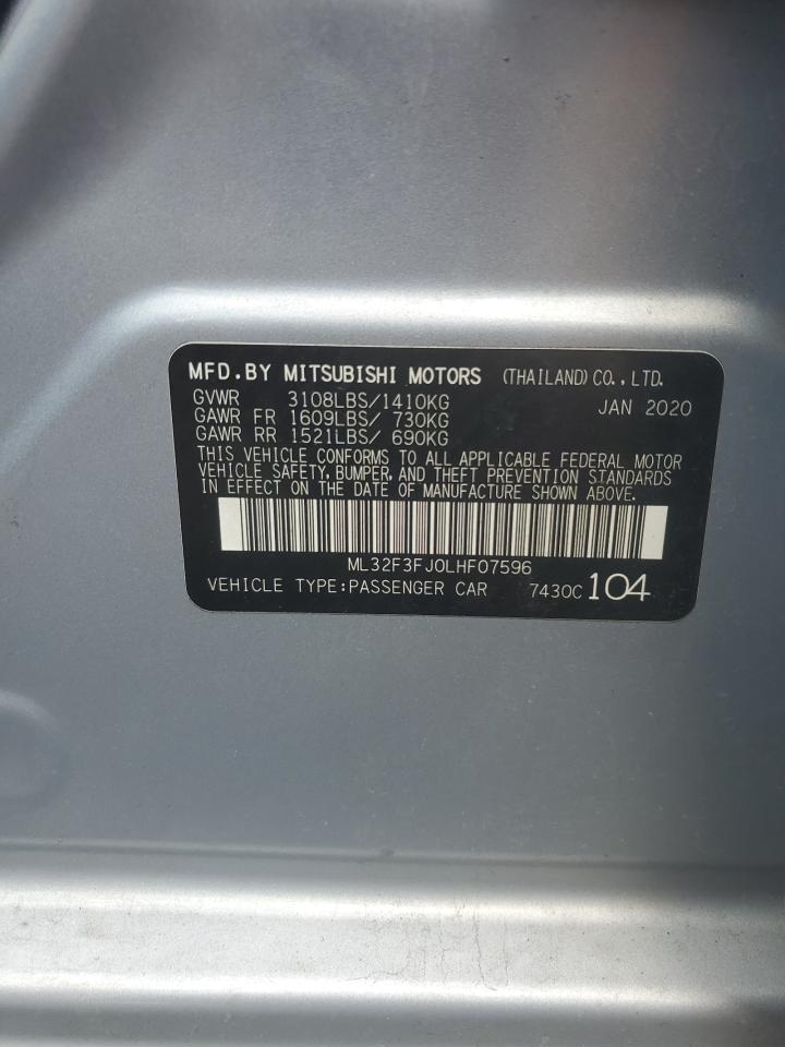 2020 Mitsubishi Mirage G4 Es VIN: ML32F3FJ0LHF07596 Lot: 63299765
