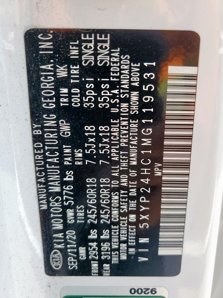 2021 Kia Telluride Lx VIN: 5XYP24HC1MG119531 Lot: 62703435