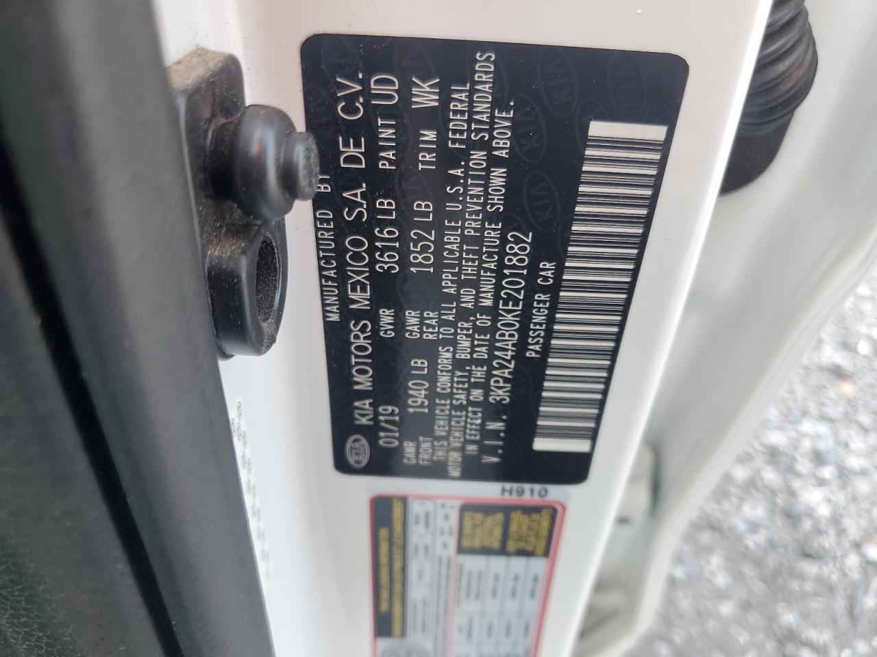 2019 Kia Rio S VIN: 3KPA24AB0KE201882 Lot: 64882935
