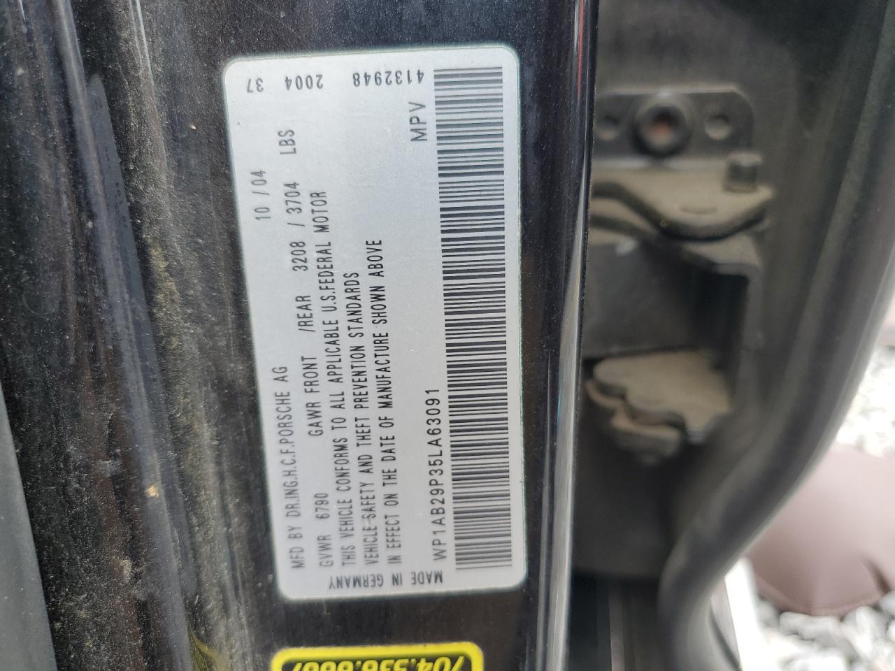 2005 Porsche Cayenne S VIN: WP1AB29P35LA63091 Lot: 62583075