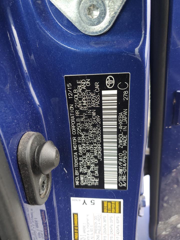 2016 Toyota Prius VIN: JTDKBRFU8G3501289 Lot: 63753145