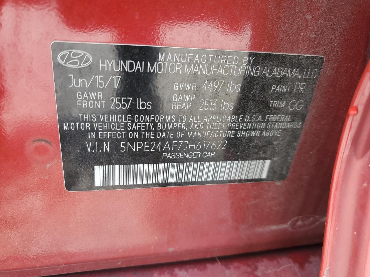 5npe24af7jh617622 5NPE24AF7JH617622 2018 Hyundai Sonata Se