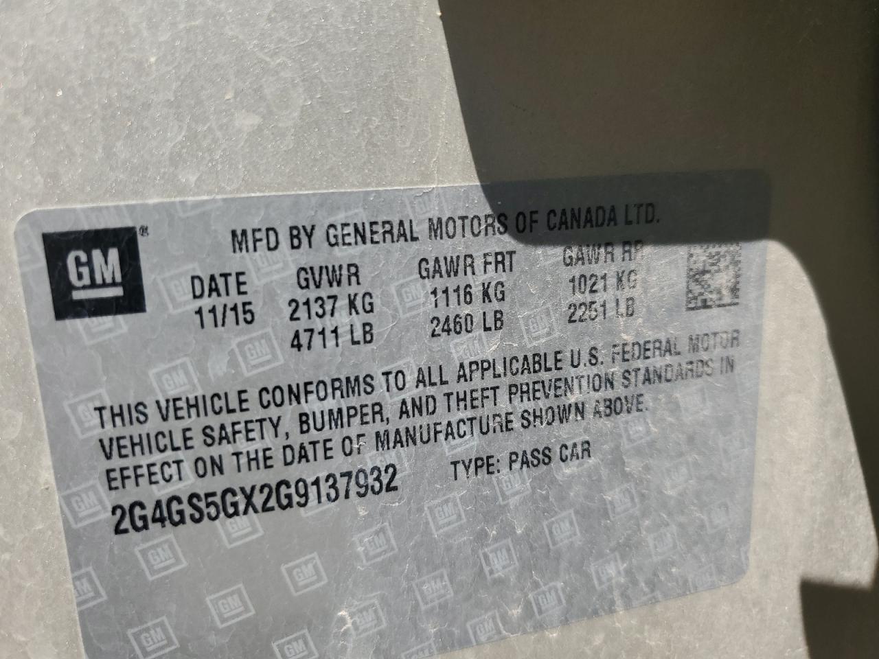 2016 Buick Regal Premium VIN: 2G4GS5GX2G9137932 Lot: 63872895