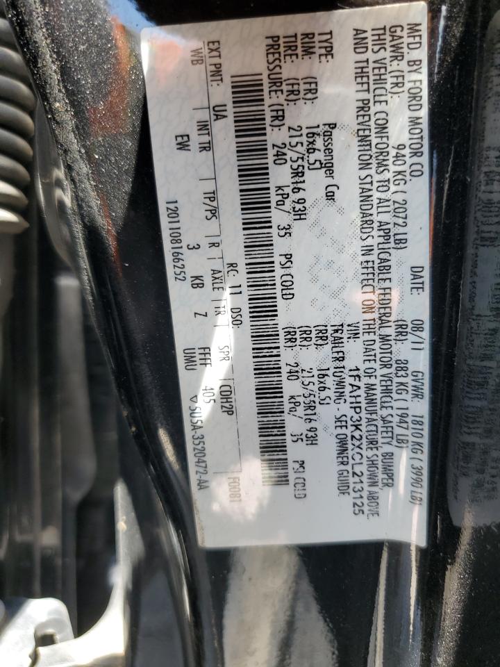 2012 Ford Focus Se VIN: 1FAHP3K2XCL213125 Lot: 64417075