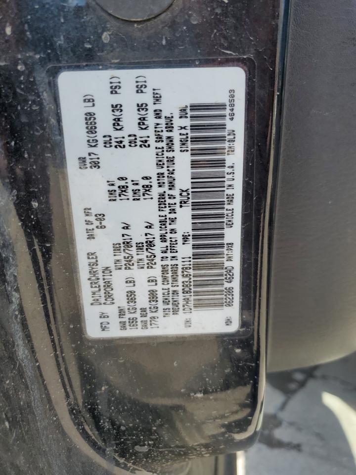 2003 Dodge Ram 1500 St VIN: 1D7HA18D83J678111 Lot: 62988485