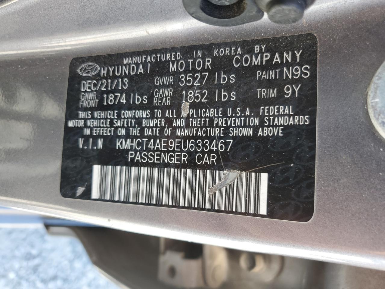 2014 Hyundai Accent Gls VIN: KMHCT4AE9EU633467 Lot: 63736515