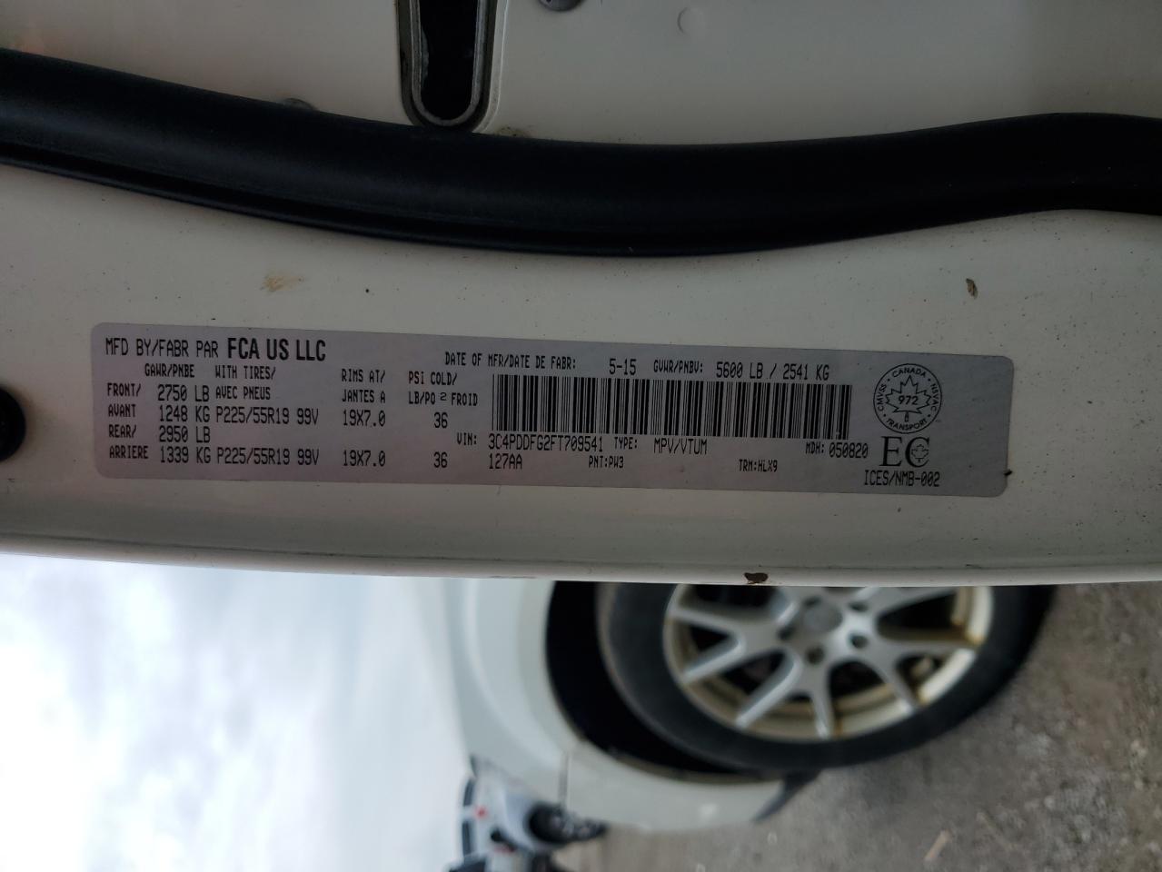 2015 Dodge Journey R/T VIN: 3C4PDDFG2FT709541 Lot: 62848465