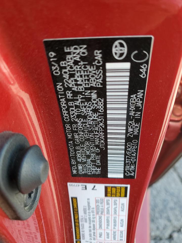 2019 Toyota Prius Prime VIN: JTDKARFP2K3116882 Lot: 63417905