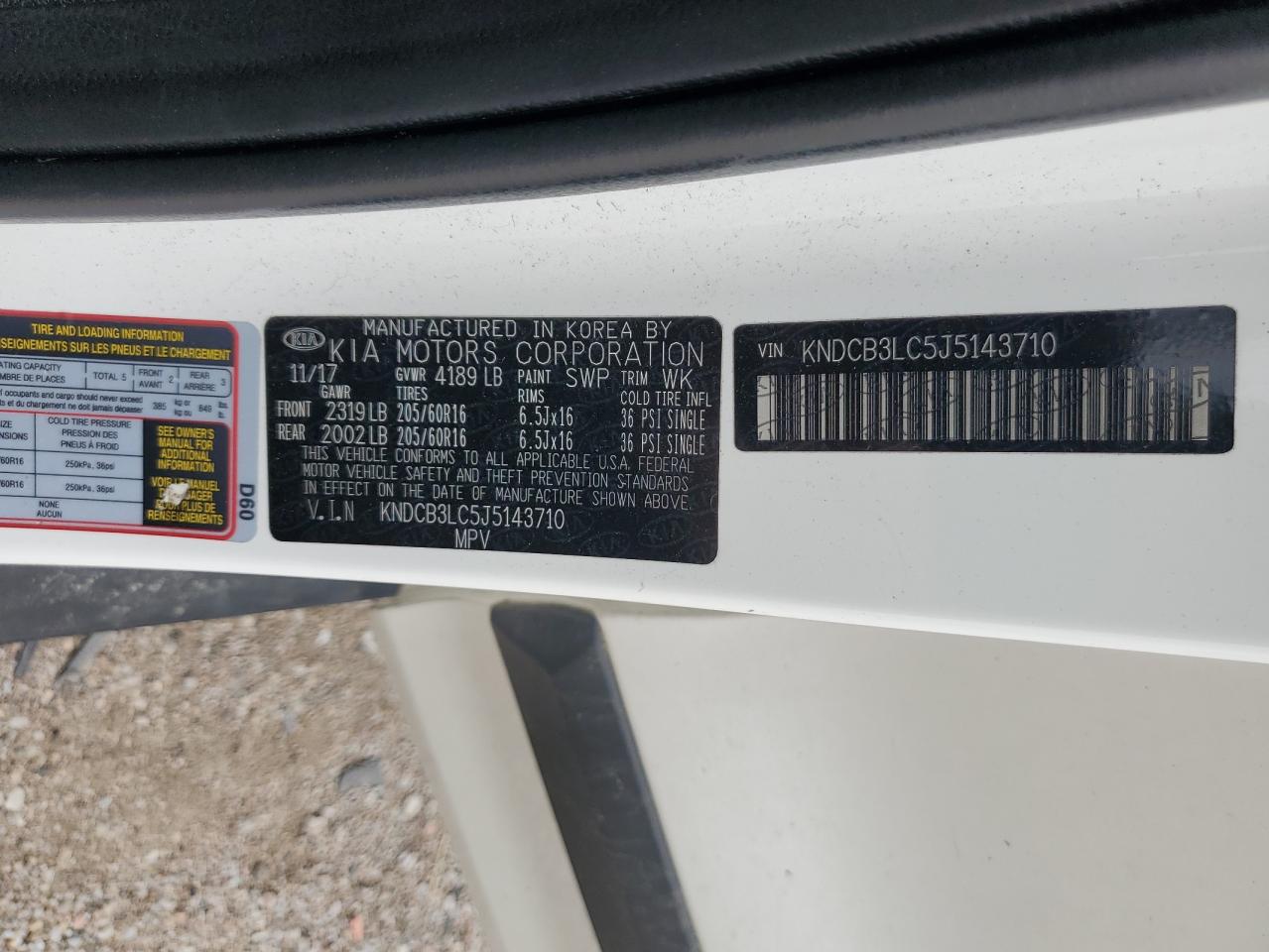 2018 Kia Niro Fe VIN: KNDCB3LC5J5143710 Lot: 65042325