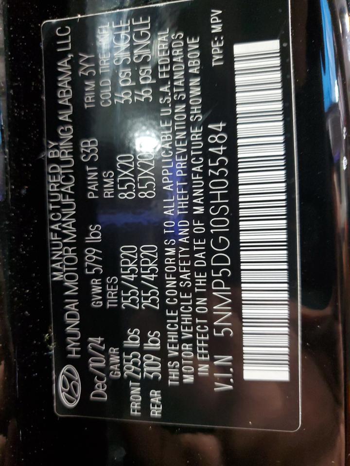 2025 Hyundai Santa Fe Calligraphy VIN: 5NMP5DG10SH035484 Lot: 65000065