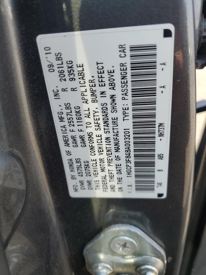 2011 Honda Accord Exl VIN: 1HGCP3F84BA003201 Lot: 63855475