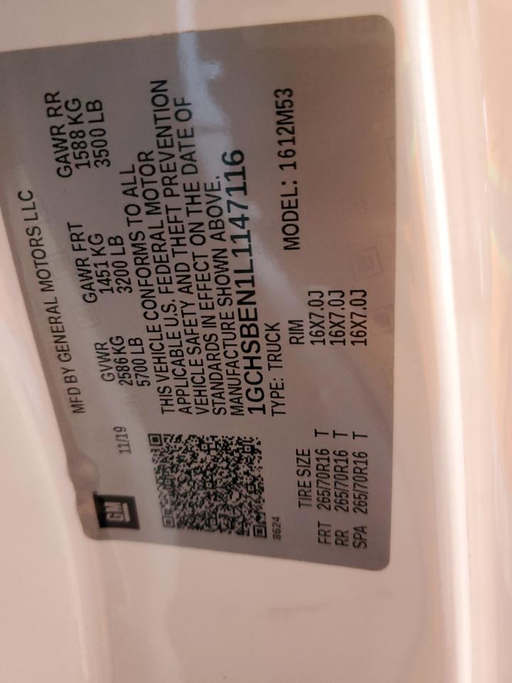 1gchsben1l1147116 1GCHSBEN1L1147116 2020 Chevrolet Colorado