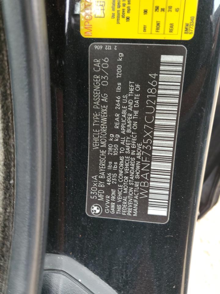 2007 BMW 530 Xi VIN: WBANF735X7CU21864 Lot: 65203525