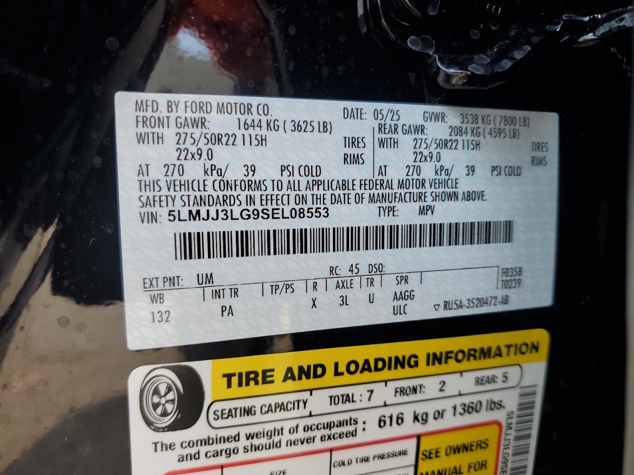 2025 Lincoln Navigator L Reserve VIN: 5LMJJ3LG9SEL08553 Lot: 66818165