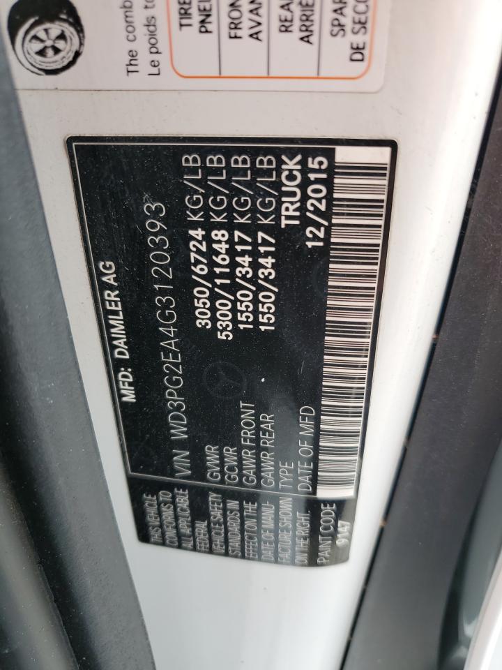 2016 Mercedes-Benz Metris VIN: WD3PG2EA4G3120393 Lot: 63779335