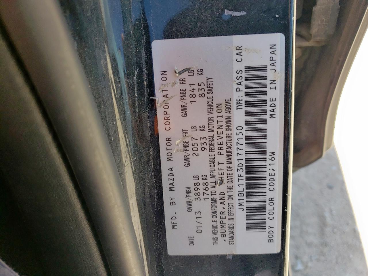 2013 Mazda 3 I VIN: JM1BL1TF3D1777150 Lot: 65282155