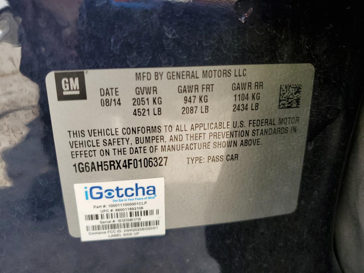 2015 Cadillac Ats Luxury VIN: 1G6AH5RX4F0106327 Lot: 64558605