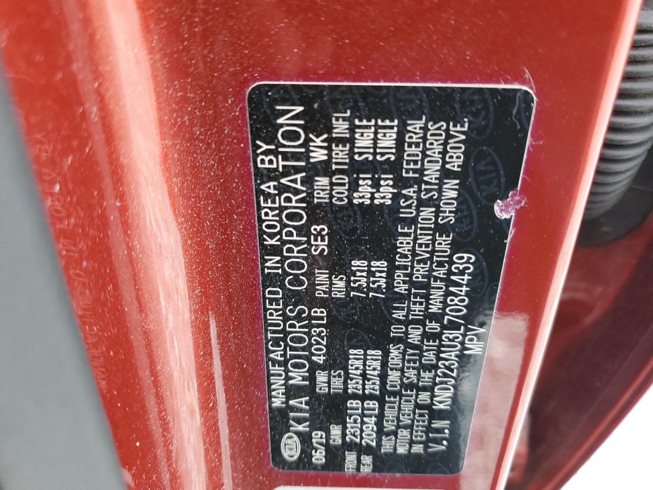 2020 Kia Soul Lx VIN: KNDJ23AU3L7084439 Lot: 65446635