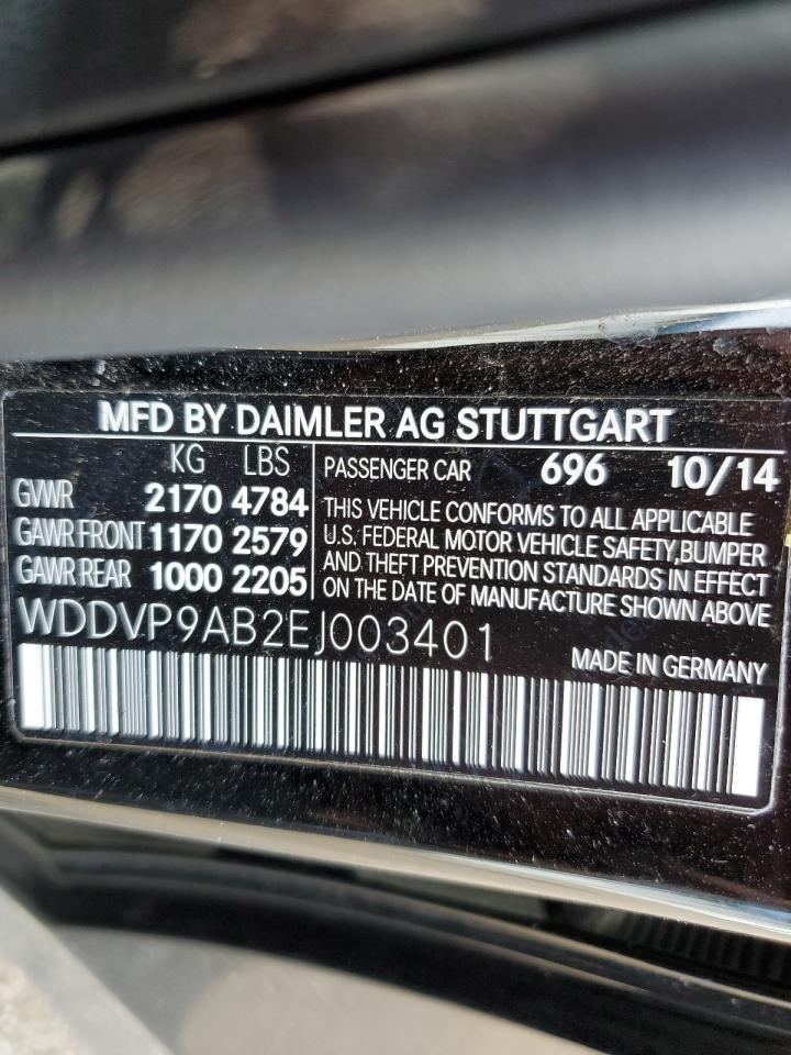 2014 Mercedes-Benz B Electric VIN: WDDVP9AB2EJ003401 Lot: 63673875