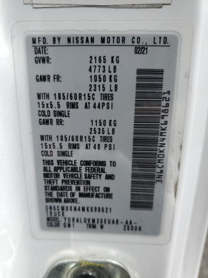 2021 Nissan Nv200 2.5S VIN: 3N6CM0KN4MK698621 Lot: 61722555