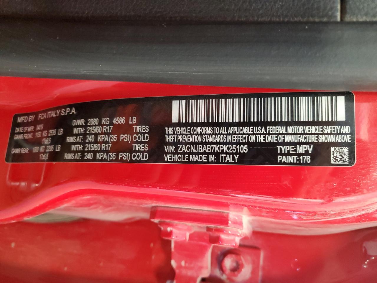 2019 Jeep Renegade Sport VIN: ZACNJBAB7KPK25105 Lot: 64777025