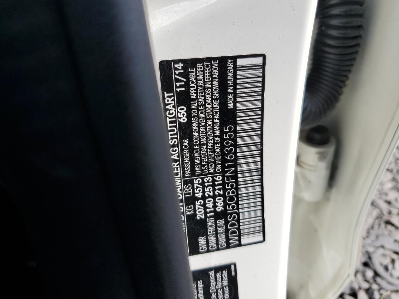 2015 Mercedes-Benz Cla 45 Amg VIN: WDDSJ5CB5FN163955 Lot: 65544345