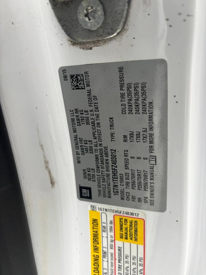 1gtn1teh5fz403012 1GTN1TEH5FZ403012 2015 GMC Sierra C1500