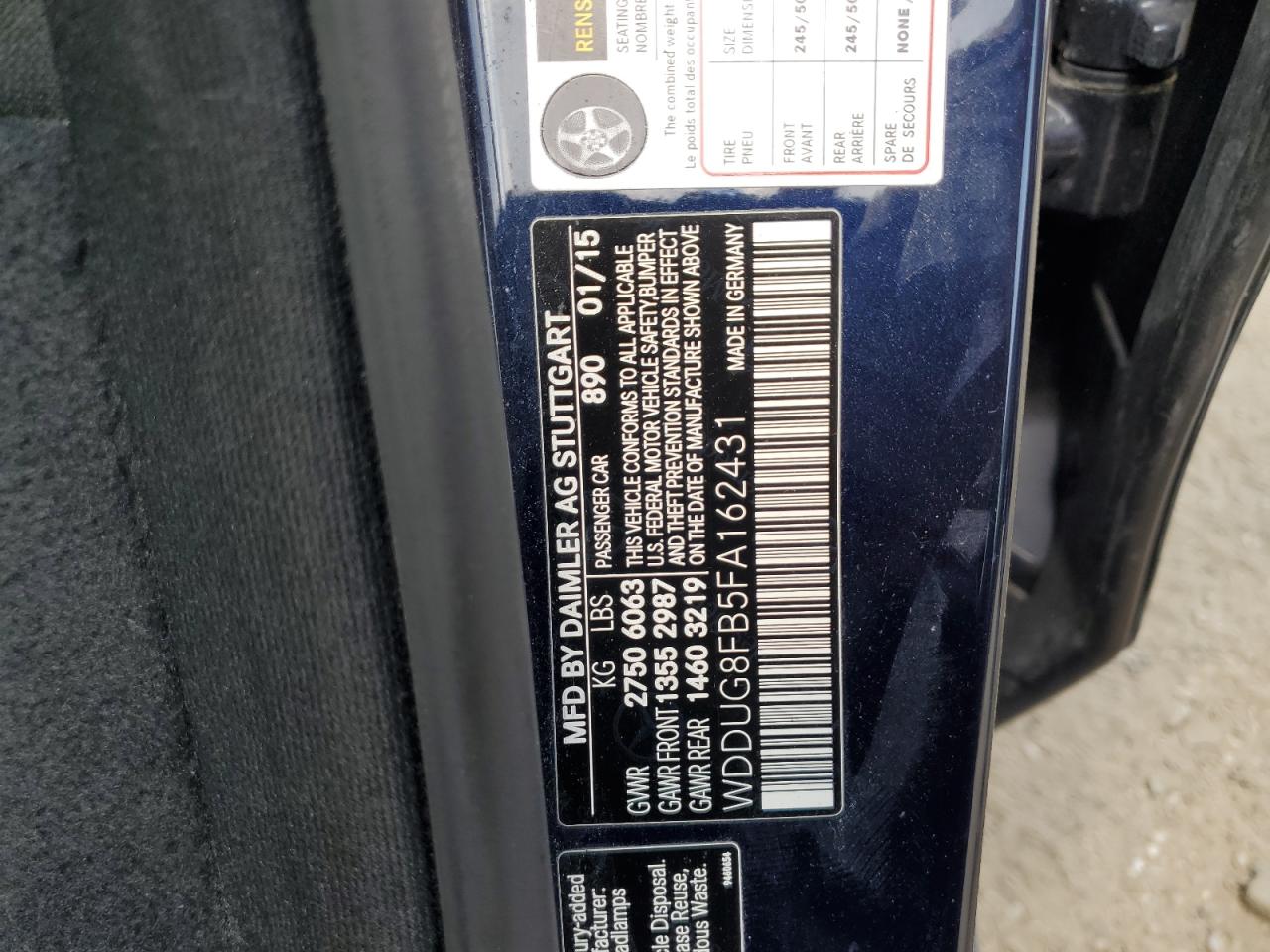 2015 Mercedes-Benz S 550 4Matic VIN: WDDUG8FB5FA162431 Lot: 66480935