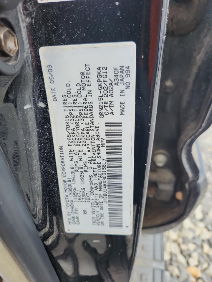 2003 Toyota 4Runner Sr5 VIN: JTEBU14RX30015813 Lot: 64470535
