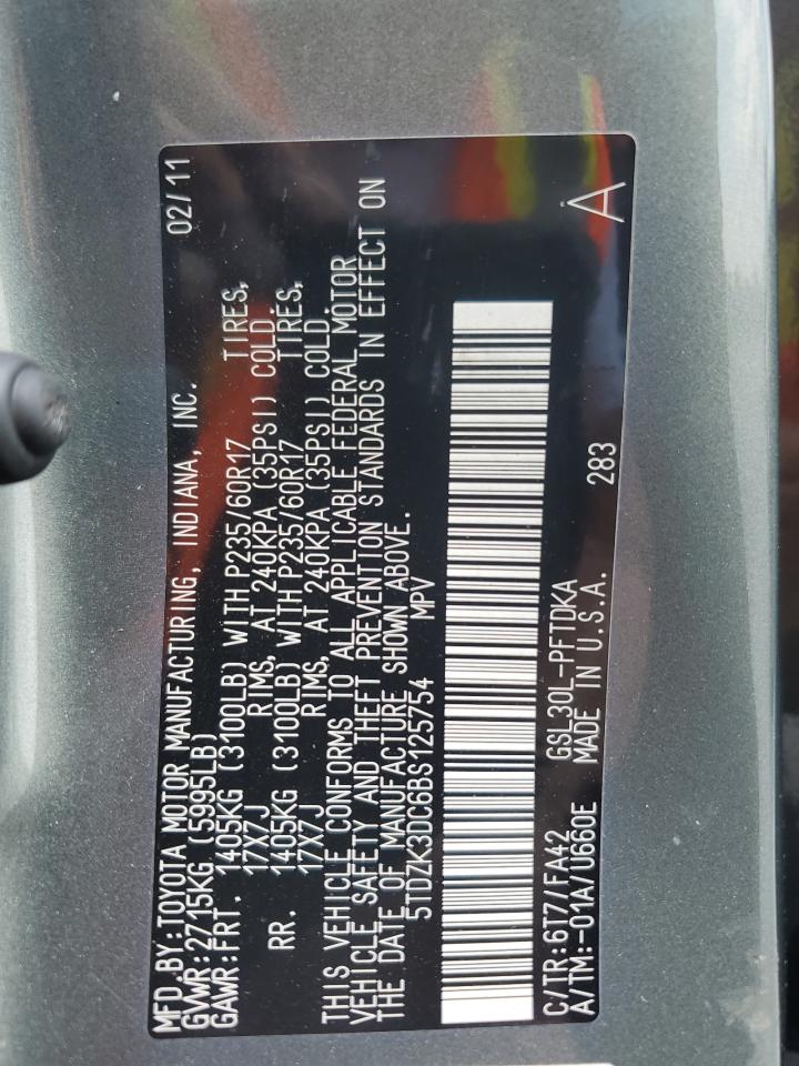 5tdzk3dc6bs125754 5TDZK3DC6BS125754 2011 Toyota Sienna