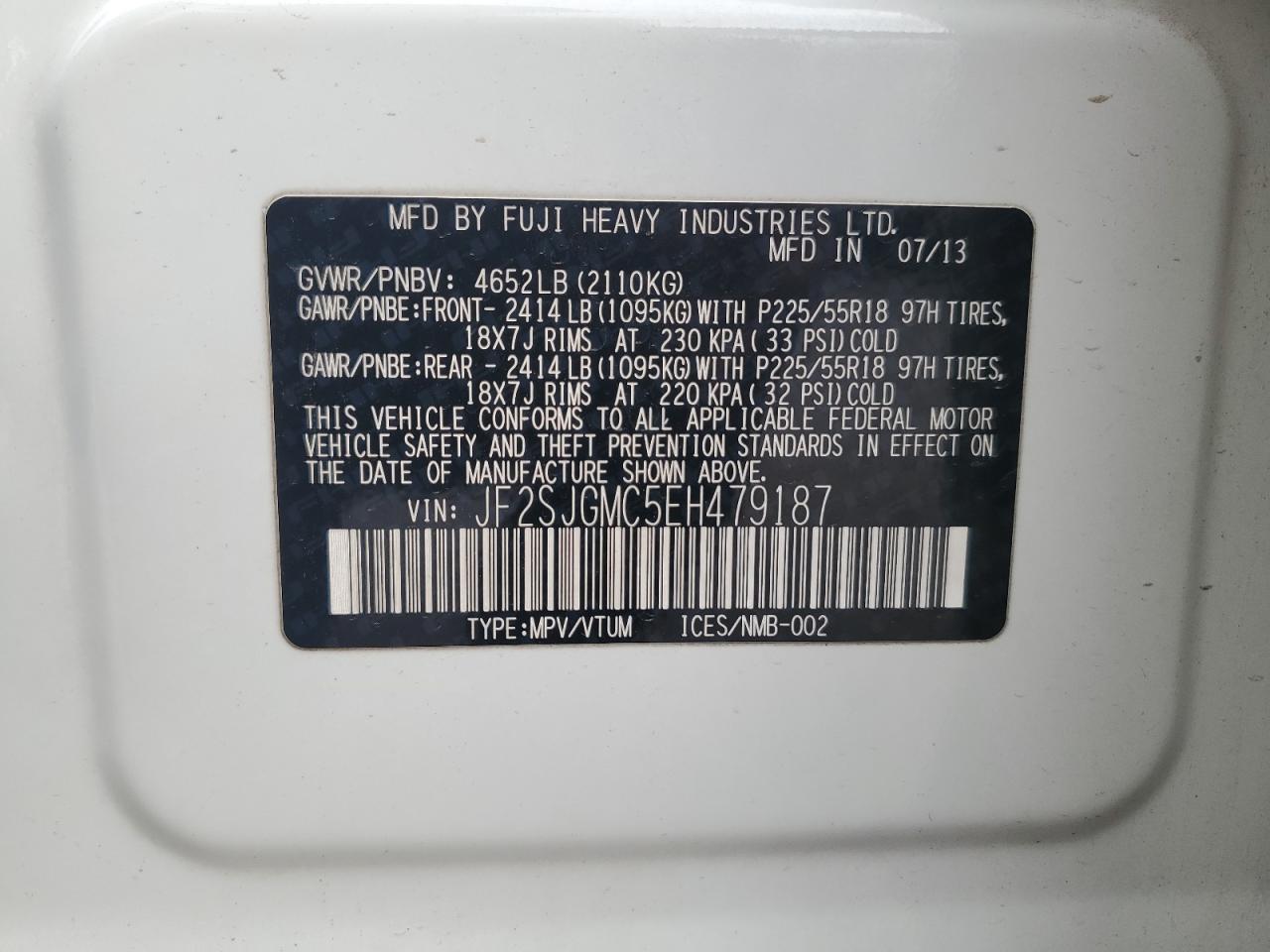2014 Subaru Forester 2.0Xt Touring VIN: JF2SJGMC5EH479187 Lot: 64762245