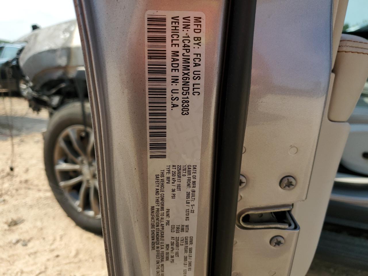 2022 Jeep Cherokee Latitude Lux VIN: 1C4PJMMX6ND518303 Lot: 64055875