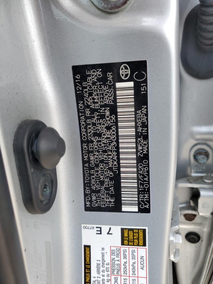 2017 Toyota Prius Prime VIN: JTDKARFP3H3006156 Lot: 64053635