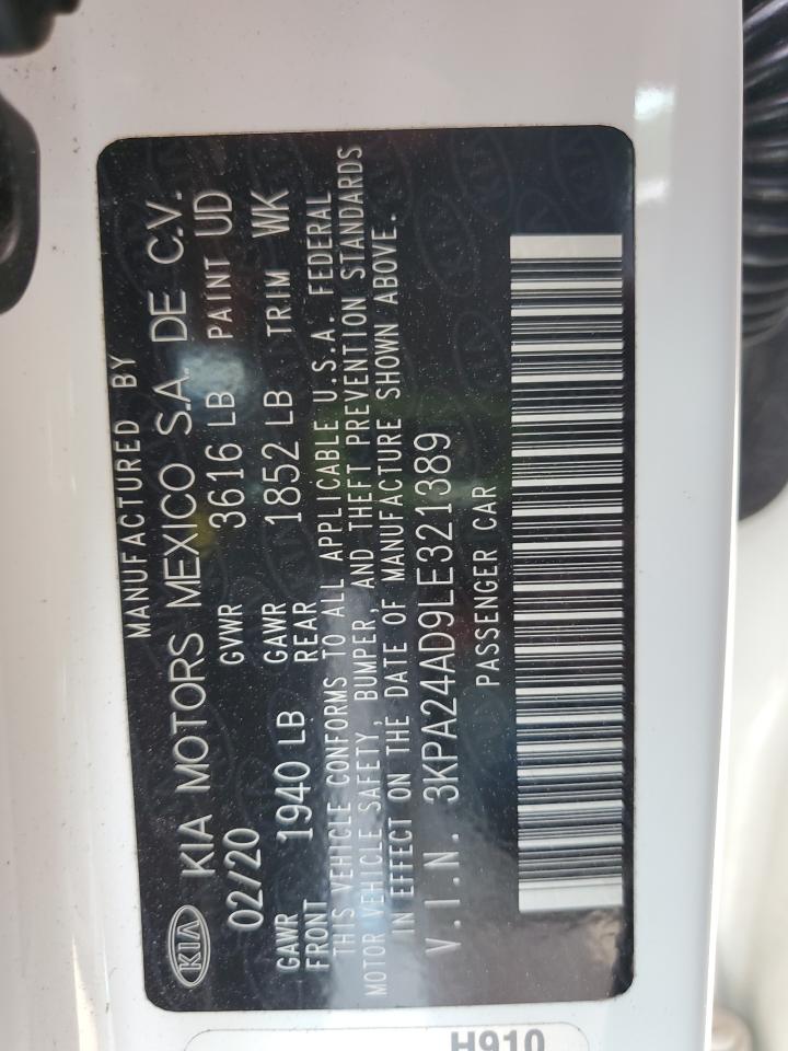 2020 Kia Rio Lx VIN: 3KPA24AD9LE321389 Lot: 63781615