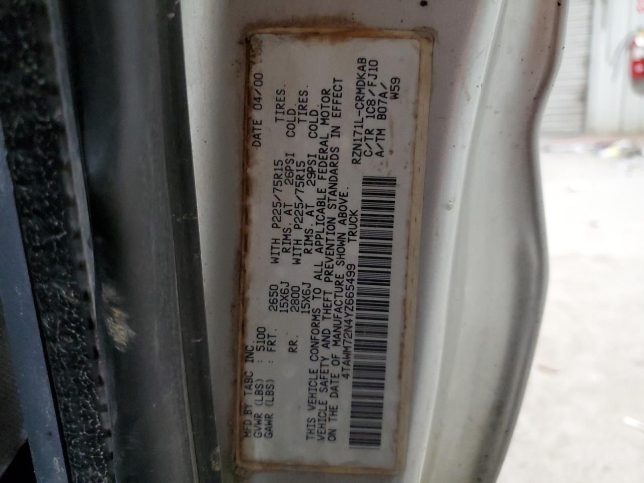 2000 Toyota Tacoma Xtracab VIN: 4TAWM72N4YZ665499 Lot: 62986435