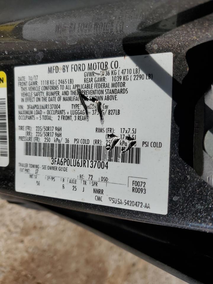 2018 Ford Fusion Se Hybrid VIN: 3FA6P0LU6JR137004 Lot: 64593135