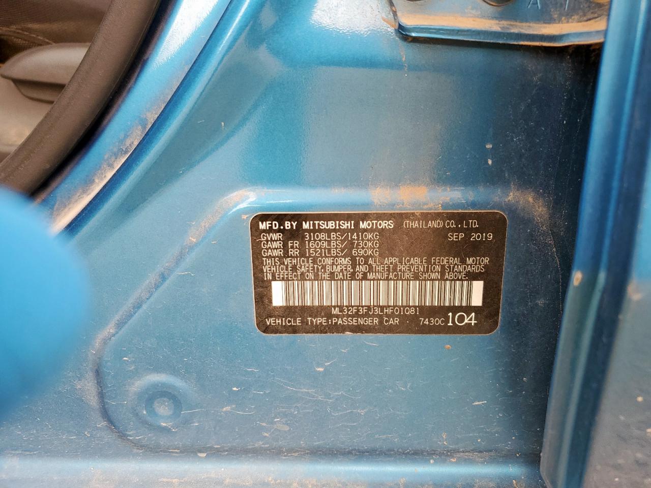 2020 Mitsubishi Mirage G4 Es VIN: ML32F3FJ3LHF01081 Lot: 63037635